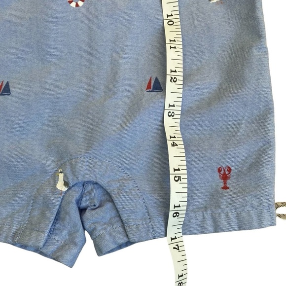Janie and Jack Light Blue Sailboat Romper with Matching Bucket Hat Preppy 6-9mo - Picture 9 of 15